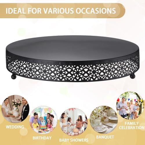 14 Inch Round Wedding Cake Stand for Cupcakes & Desserts, Black in Black, alternate view 5