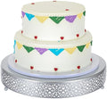 14 Inch Round Wedding Cake Stand for Cupcakes & Desserts, Silver in Silver
