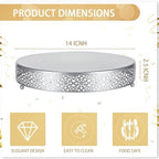 14 Inch Round Wedding Cake Stand for Cupcakes & Desserts, Silver in Silver, alternate view 3