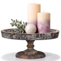 14 Inch Wood Cake Stand Rustic Wooden Risers Round Decorative Pedestal Dessert Display Riser Wooden Plate Cakes