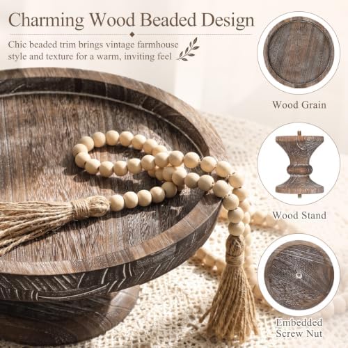 14 Inch Wood Cake Stand Rustic Wooden Risers Round Decorative Pedestal Dessert Display Riser Wooden Plate Cakes, alternate