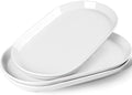 14" Oval Serving Platter Set of 3 - Ceramic Large White Platters for Entertaining Party, Serving Plates for