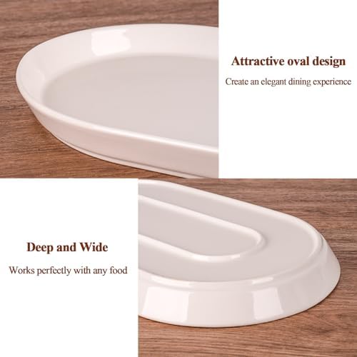 14" Oval Serving Platter Set of 3 - Ceramic Large White Platters for Entertaining Party, Serving Plates for, alternate view 6