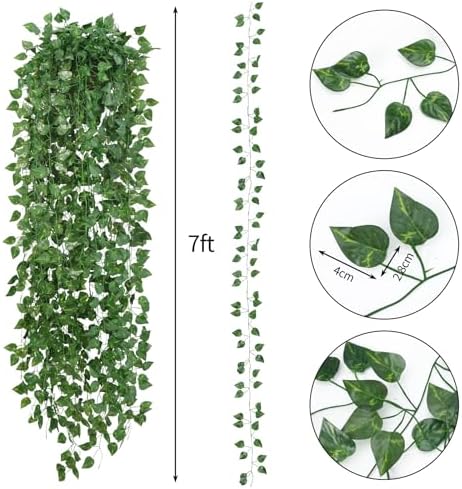 14 Pack 98ft Artificial Ivy Greenery Garland, Fake Vines Hanging Plants Backdrop for Room Bedroom Wall Decor, alternate view