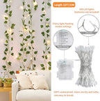 14 Pack 98ft Fake Ivy Vines, Artificial Ivy Garland with 100 LED String Lights, Hanging Plants Greenery Backdrop, alternate