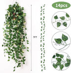 14 Pack 98ft Fake Ivy Vines, Artificial Ivy Garland with 100 LED String Lights, Hanging Plants Greenery Backdrop, alternate