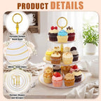 14 Pack Clear Plastic Cake Stand Set 2 and 3 Tier Dessert Stand in Clear, alternate view 4