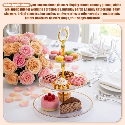 14 Pack Clear Plastic Cake Stand Set 2 and 3 Tier Dessert Stand in Clear, alternate view 6