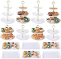 14 Pcs Dessert Table Display Set, Thick Plastic Cupcake Stands, 4 x Three-Tier and 4 x Two-Tier Cupcake Stands