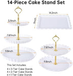14 Pcs Dessert Table Display Set, Thick Plastic Cupcake Stands, 4 x Three-Tier and 4 x Two-Tier Cupcake Stands, alternate