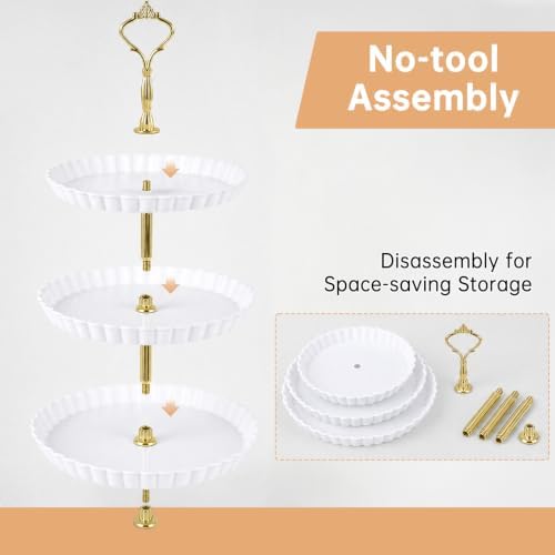 14 Pcs Dessert Table Display Set, Thick Plastic Cupcake Stands, 4 x Three-Tier and 4 x Two-Tier Cupcake Stands, alternate