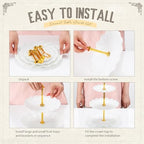 14 Pcs Dessert Table Stands Set 3 Tier Plastic Cupcake Stands Cookie Display Tower Gold Rim Dessert Serving Tray, alternate