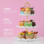 14 Pcs Dessert Table Stands Set 3 Tier Plastic Cupcake Stands Cookie Display Tower Gold Rim Dessert Serving Tray, alternate