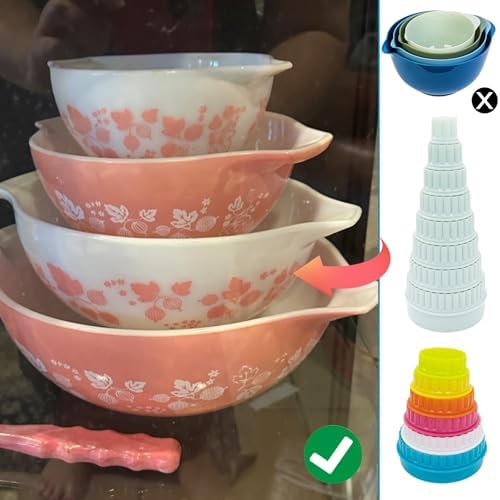 14 Pieces Display Stands for Pyrex Round Bowls, Bowl Display Stands for Pyrex Bowls, Cabinet Organizer Bowls, alternate view