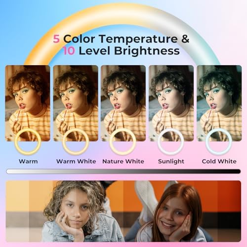 14'' Pink Selfie Ring Light with 62'' Tripod Stand and Phone Holder, Dimmable LED Phone Ringlight for, alternate view 3