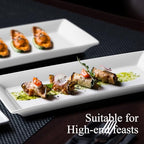 14" Rectangular Platters Set of 4, White Ceramic Platters, Large Serving Plates for Party, Entertaining, alternate view 5
