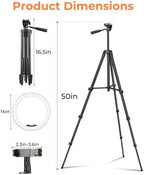14" Ring Light with Tripod Stand, LED Circle Light with Phone Holder, for Photo Selfie, Video Recording, Zoom, alternate view