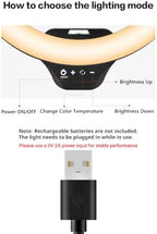 14" Ring Light with Tripod Stand, LED Circle Light with Phone Holder, for Photo Selfie, Video Recording, Zoom, alternate view