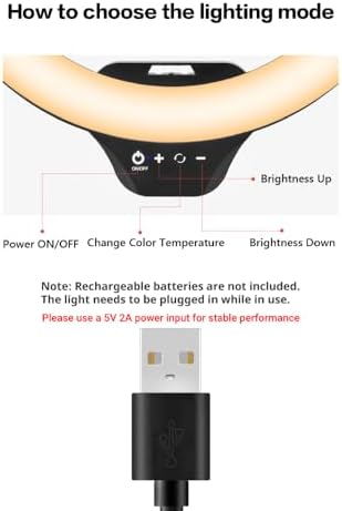 14" Ring Light with Tripod Stand, LED Circle Light with Phone Holder, for Photo Selfie, Video Recording, Zoom, alternate view