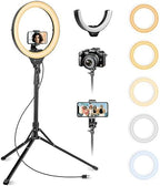 14'' Selfie Ring Light with 62'' Tripod Stand and Phone Holder, Dimmable LED Phone Ringlight for Makeup/Video
