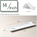 14" Sushi Plate Set of 4 - Long Rectangle Plates and Cracker Trays for Serving - White Ceramic Platters for, alternate view 3