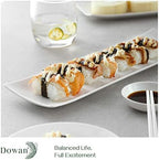 14" Sushi Plate Set of 4 - Long Rectangle Plates and Cracker Trays for Serving - White Ceramic Platters for, alternate view 4