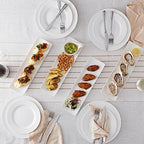 14" Sushi Plate Set of 4 - Long Rectangle Plates and Cracker Trays for Serving - White Ceramic Platters for, alternate view 6