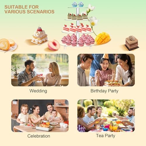 14'' Width XL Large Cupcake Stand 4 Tiered Acrylic Glass Round Cake Stand in Clear, alternate view 5