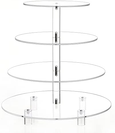 14'' Width XL Large Cupcake Stand 4 Tiered Acrylic Glass Round Cake Stand in Clear, alternate view 6