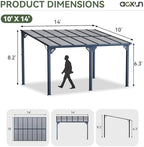 14’x10’ Gazebo with Aluminum Frame & Polycarbonate Panel, Black in Black, alternate view 2