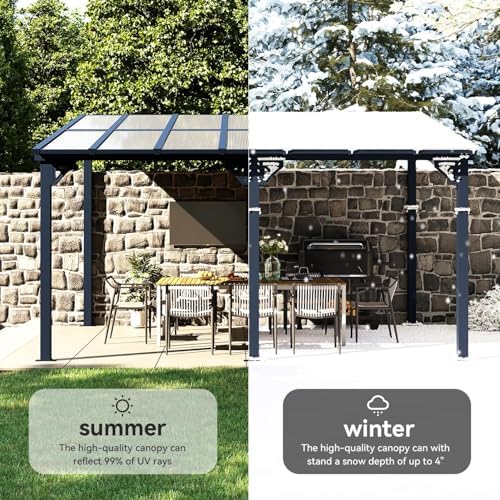 14’x10’ Gazebo with Aluminum Frame & Polycarbonate Panel, Black in Black, alternate view 6