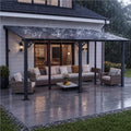 14’x10’ Lean to Gazebo, Pergola with 2 Telescopic Support Posts, Black in Black