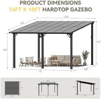 14’x10’ Lean to Gazebo, Pergola with 2 Telescopic Support Posts, Black in Black, alternate view 2