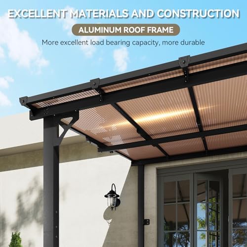 14’x10’ Lean to Gazebo, Pergola with 2 Telescopic Support Posts, Black in Black, alternate view 5