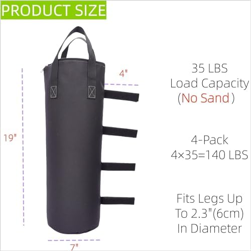 140 LBS Zipper Top Sand Bags for Canopy Legs (Without Sand)-Canopy Weights, alternate view 2