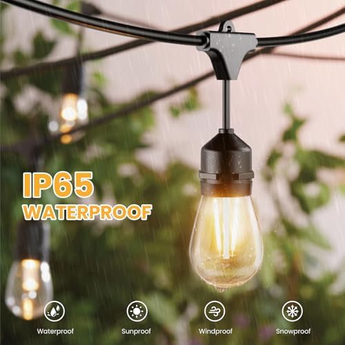 144 FT Outdoor String Lights 2W LED Outside Edison Waterproof ETL, alternate view 2