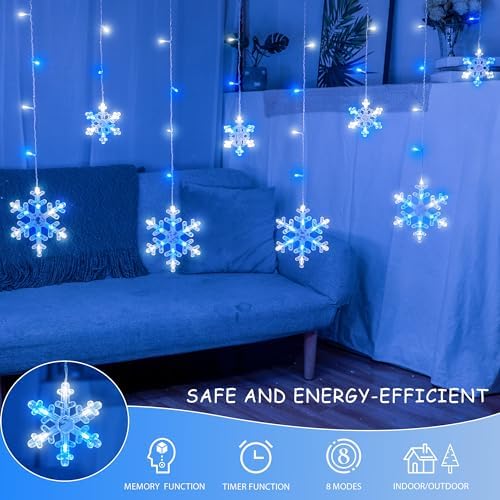 144 LED Snowflake Christmas Lights Outdoor,6.5FT with 12 Drops, alternate view 2