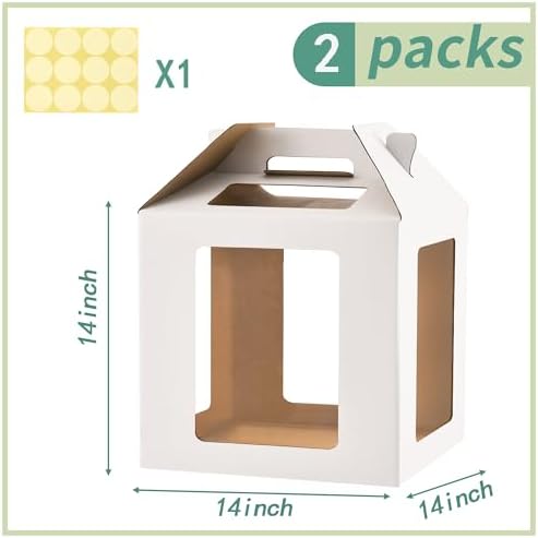 14inch Tall cake boxes for tier cakes with 6 Windows 2Pack in 14 inches (tall) in white-14inch-2pack, alternate view 2