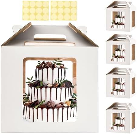 14inch Tall cake boxes for tier cakes with 6 Windows 5Pack in 14x14x14 inches in white-14inch-5pack