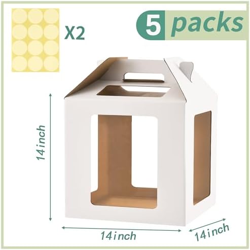 14inch Tall cake boxes for tier cakes with 6 Windows 5Pack in 14x14x14 inches in white-14inch-5pack, alternate view 2