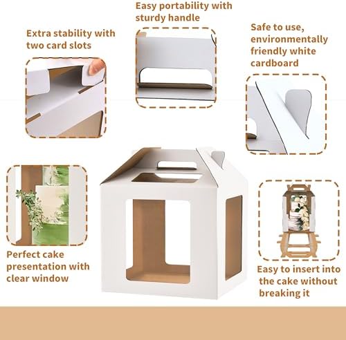14inch Tall cake boxes for tier cakes with 6 Windows 5Pack in 14x14x14 inches in white-14inch-5pack, alternate view 3