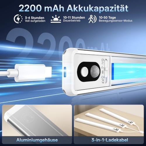 14inch Under Cabinet Lighting Wireless Motion Sensor Light Indoor in Silver and white, alternate view 3