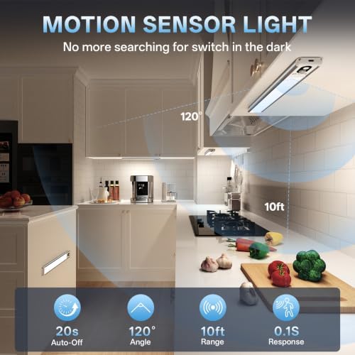 14inch Under Cabinet Lighting Wireless Motion Sensor Light Indoor in Silver and white, alternate view 5