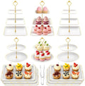 14Pcs Dessert Table Display Set, Cupcake Stand with Gold Metal Rod, 3-Tier Cup Cake Tower Stands, 2-Tiered