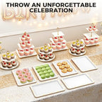 14Pcs Dessert Table Display Set, Cupcake Stand with Gold Metal Rod, 3-Tier Cup Cake Tower Stands, 2-Tiered, alternate view 6