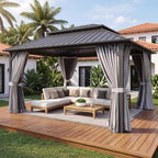 14x12FT Hardtop Gazebo Gray in 14x12FT