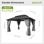 14x12FT Hardtop Gazebo Gray in 14x12FT, alternate view 2