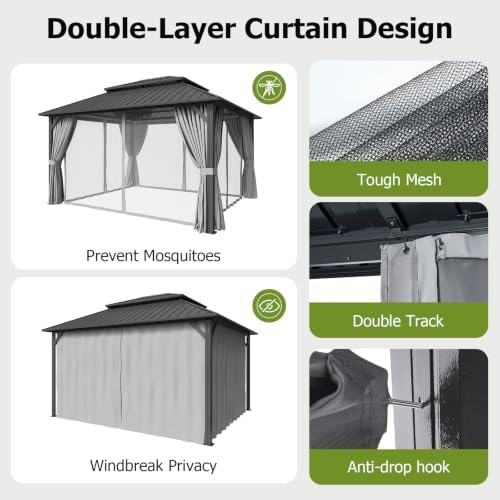 14x12FT Hardtop Gazebo Gray in 14x12FT, alternate view 5