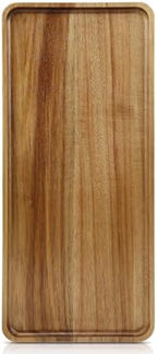 15.7" x 7" Large Solid Acacia Wood Serving Tray Rectangular Wooden Serving Platter Natural Wooden Board for Bar
