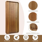 15.7" x 7" Large Solid Acacia Wood Serving Tray Rectangular Wooden Serving Platter Natural Wooden Board for Bar, alternate
